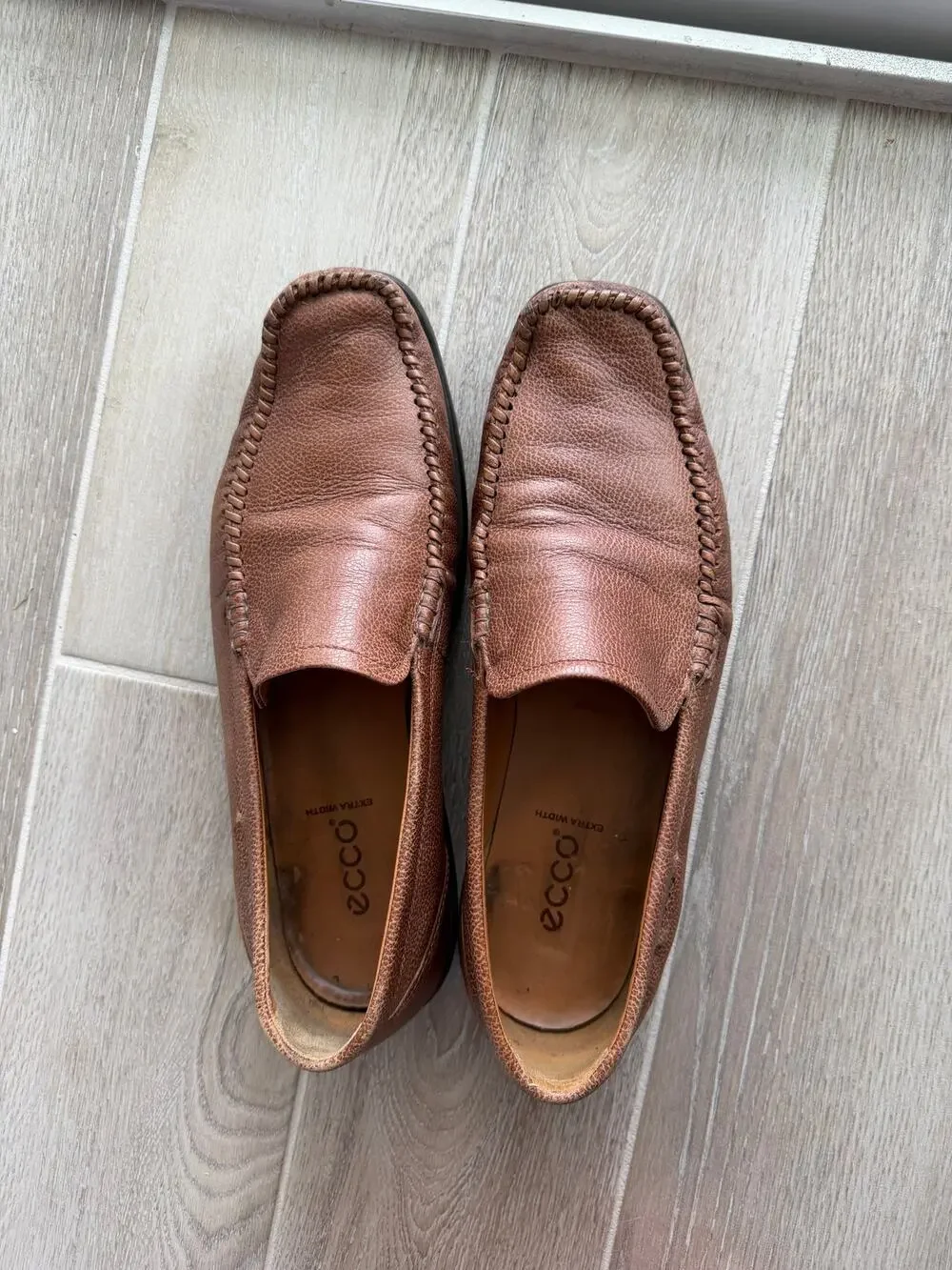 ECCO Men’s EU 45 Brown Leather Extra Width Slip On Loafers